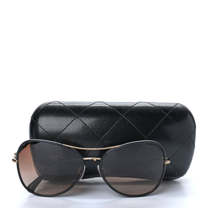 Chanel Metal Lambskin Pilot Fall Sunglasses 4227-Q Black 8 of 8