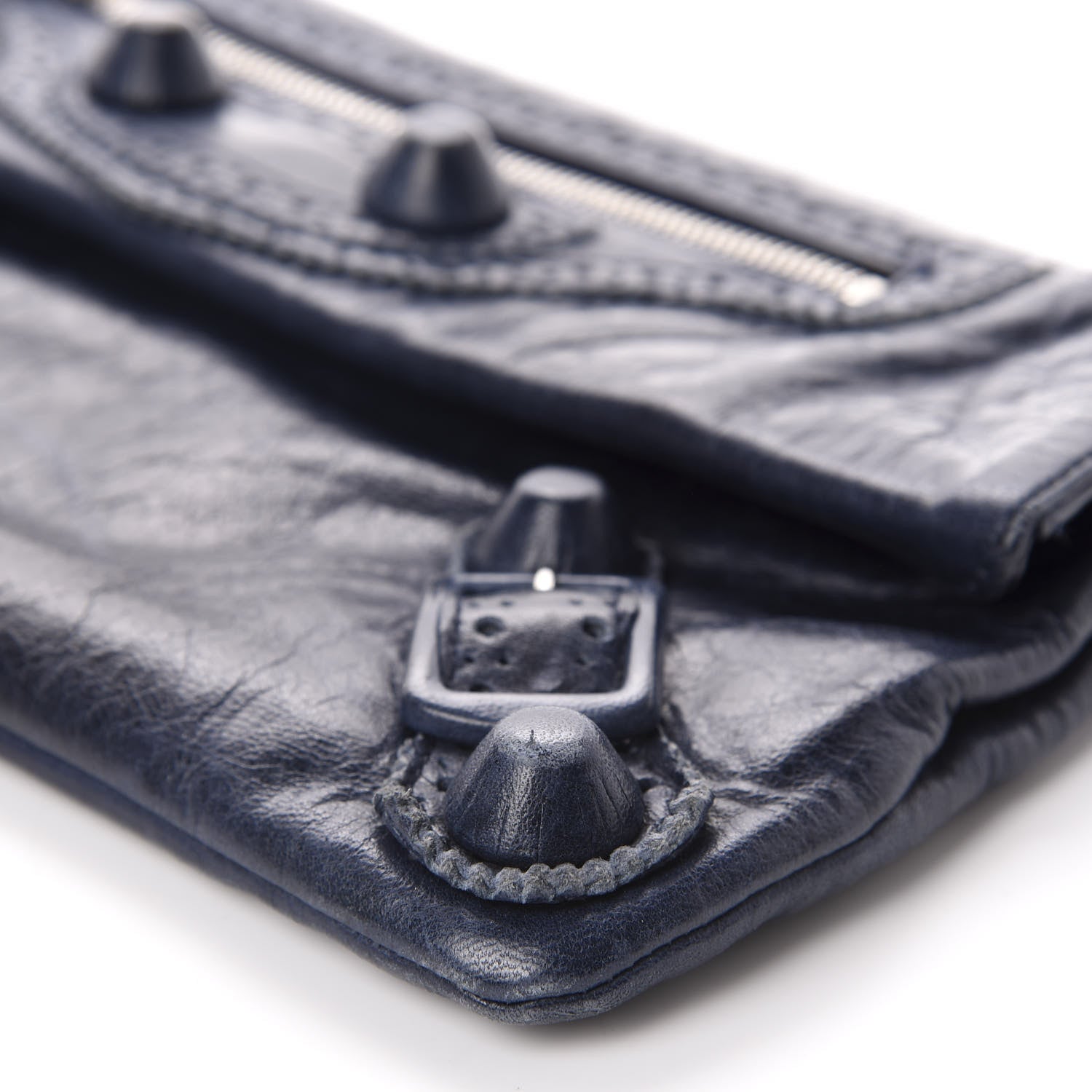 Balenciaga Agneau Giant Brogues Hardware Envelope Clutch Marine 7 of 9