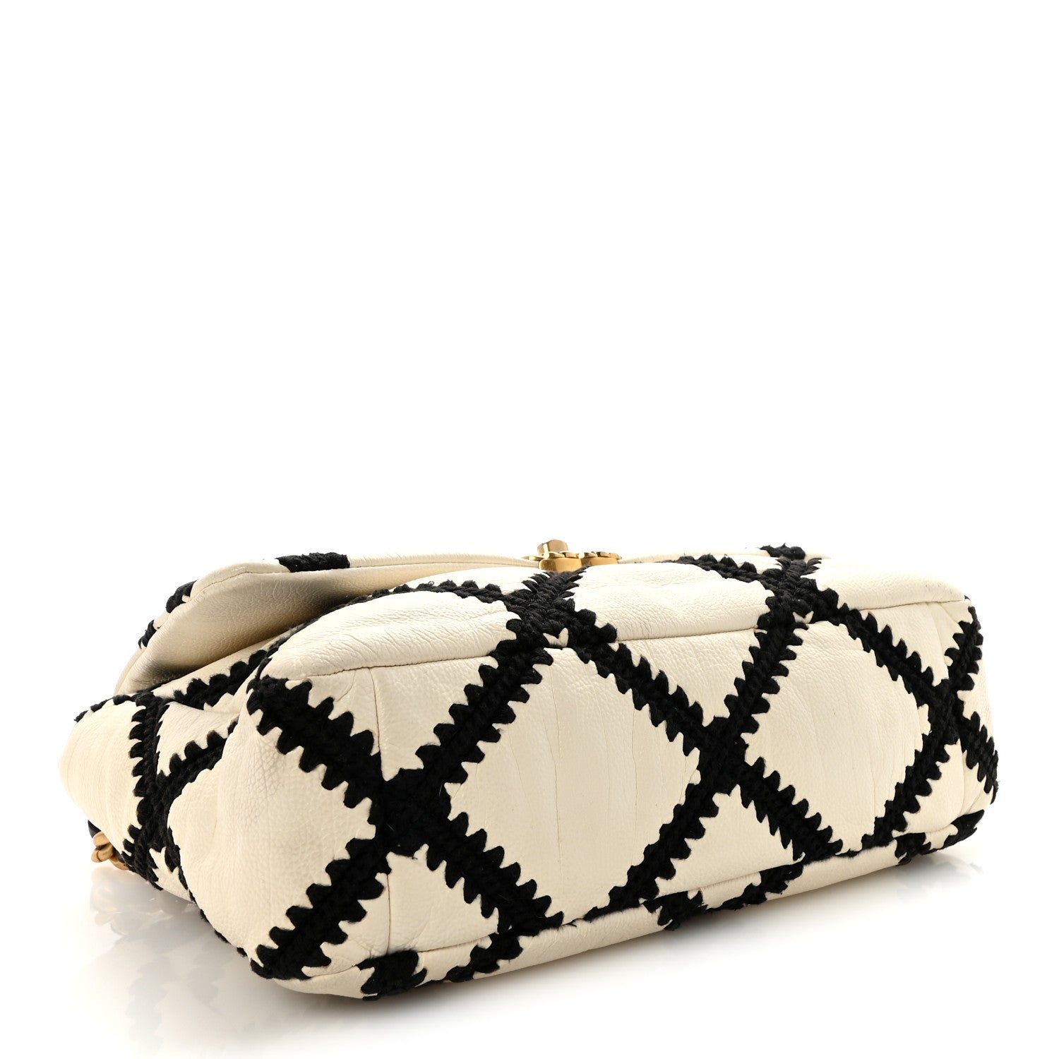 Chanel Calfskin Crochet Large Chanel 19 Flap White Black 1858769