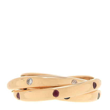 Cartier 18K Yellow Gold Diamond Sapphire Ruby Constellation Trinity Ring 51 5.75 3 of 5