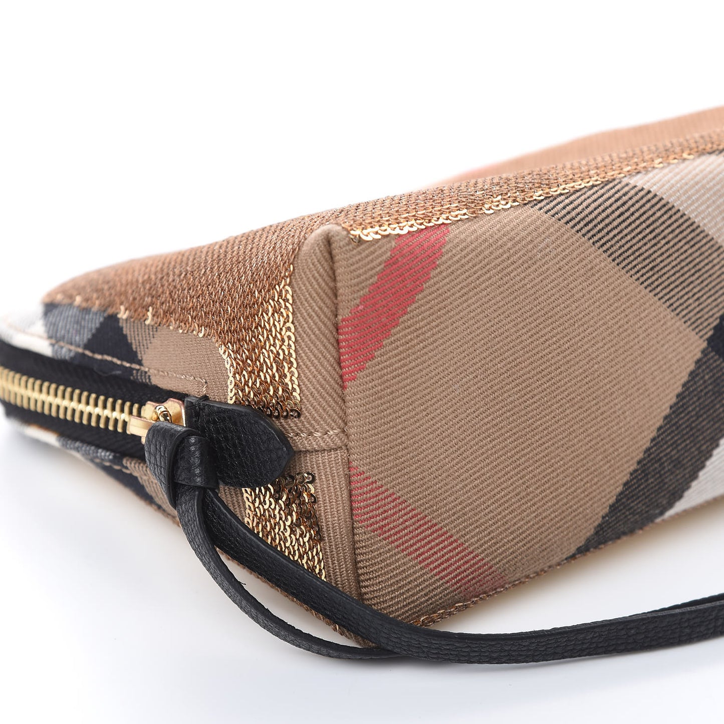 House Check Sequin Peyton Pouch Bag Gold Black