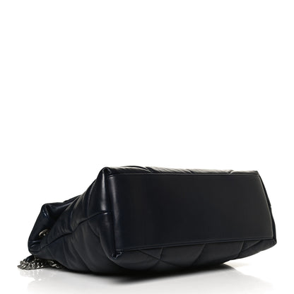 Saint Laurent Lambskin Quilted Medium Loulou Puffer Monogram Chain Satchel Navy 4 of 12