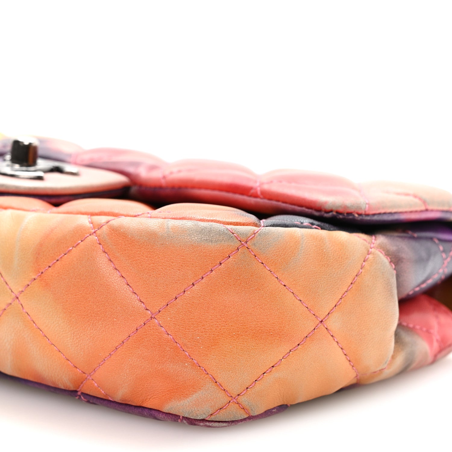 Chanel Printed Lambskin Quilted Small Flower Power Flap Ecru Orange Red Purple 10 of 11