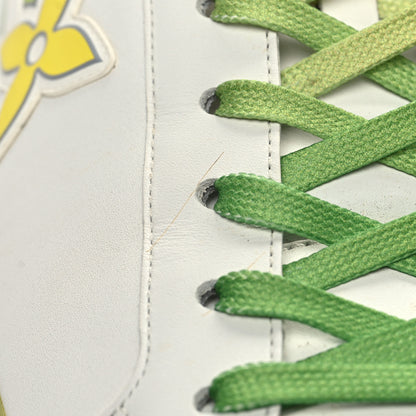 Louis Vuitton Calfskin Mens Luxembourg Samothrace Sneakers 10 White Yellow Green 10 of 10