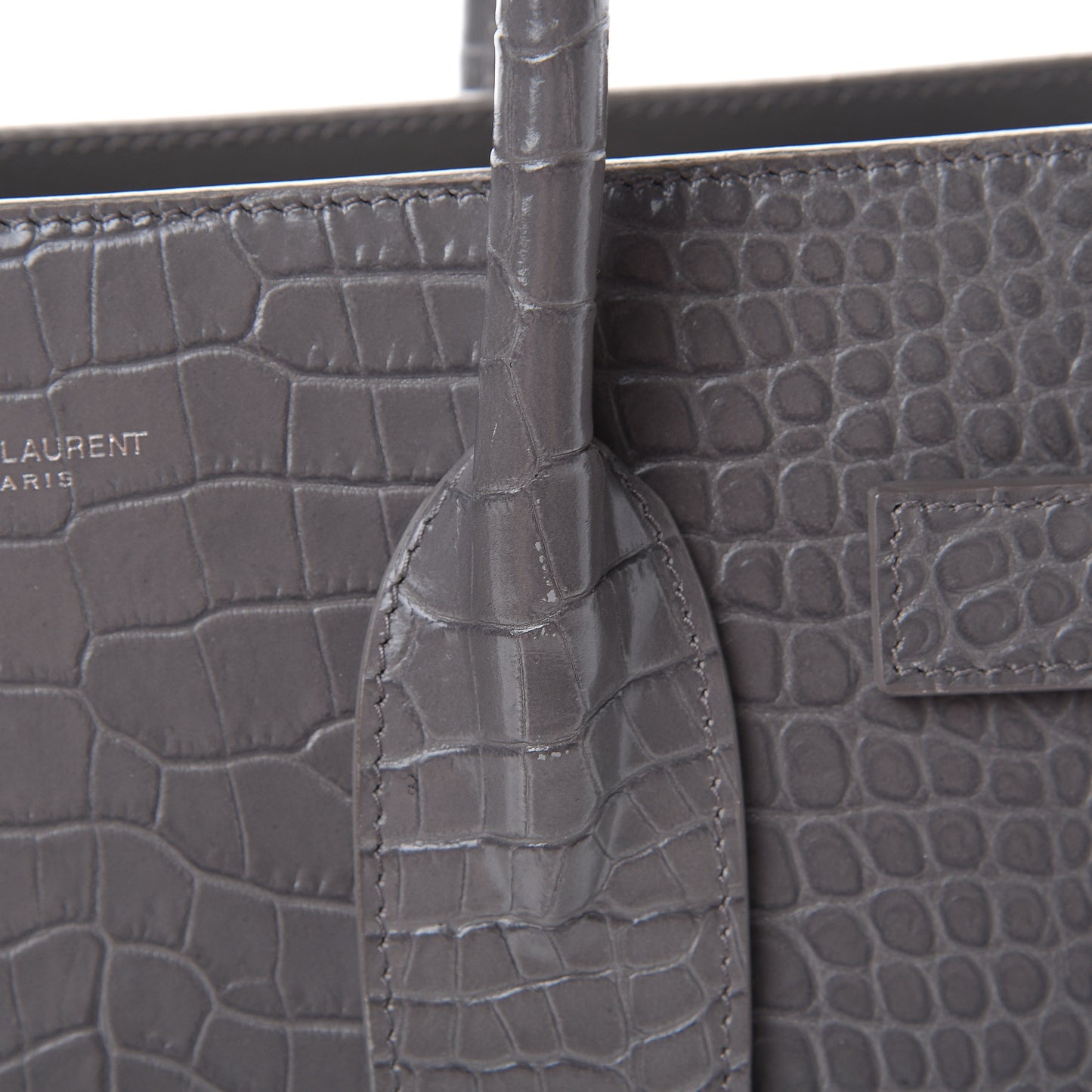 Calfskin Crocodile Embossed Small Sac De Jour Fog