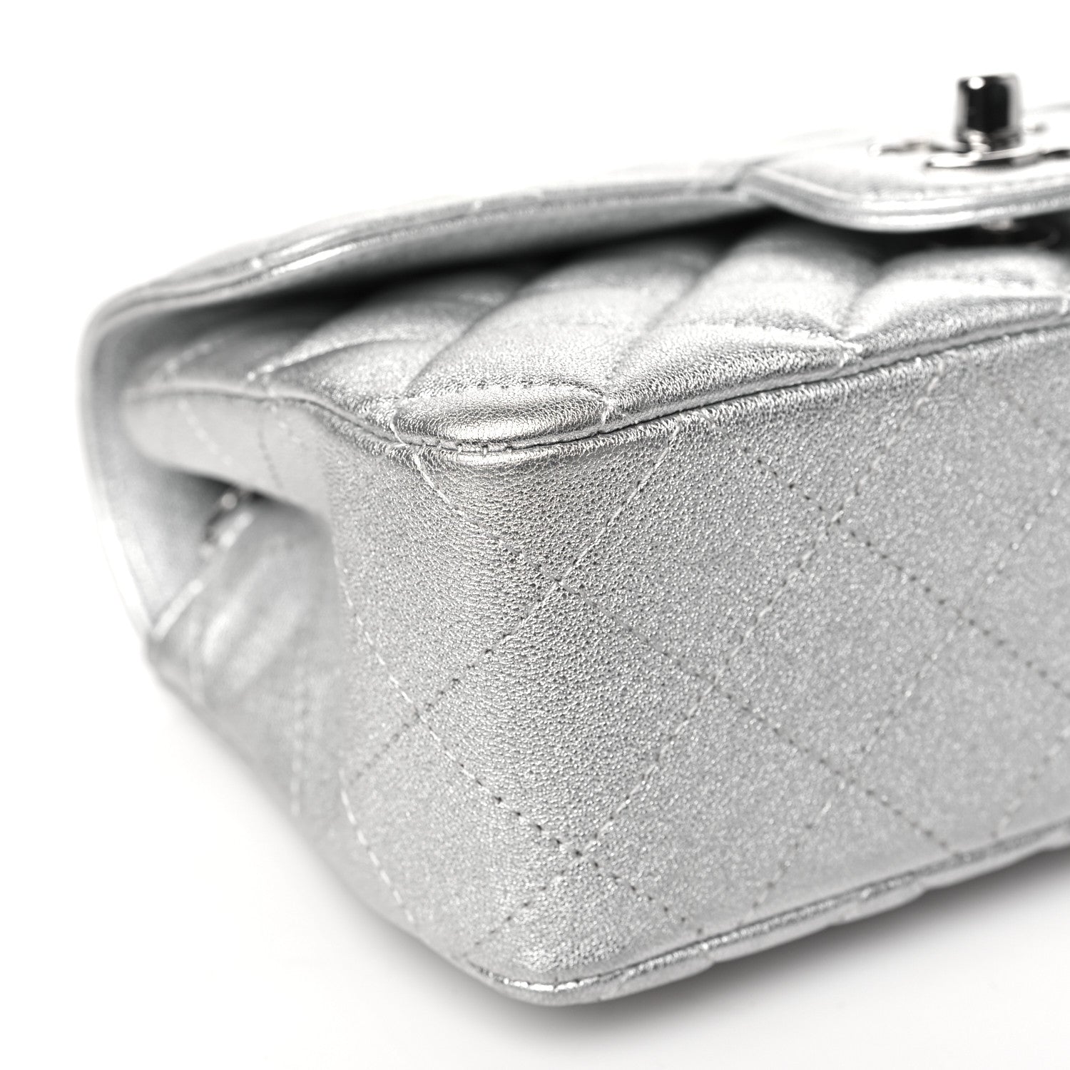 Chanel Metallic Lambskin Quilted Mini Rectangular Flap Silver 9 of 11