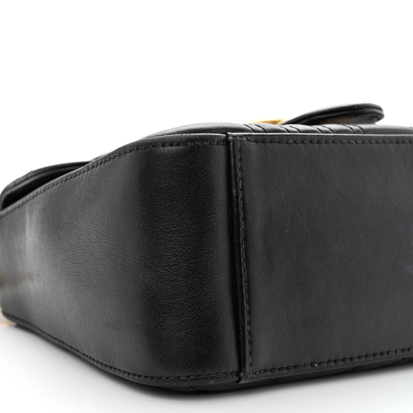 Calfskin Matelasse Mini GG Marmont Top Handle Shoulder Bag Black