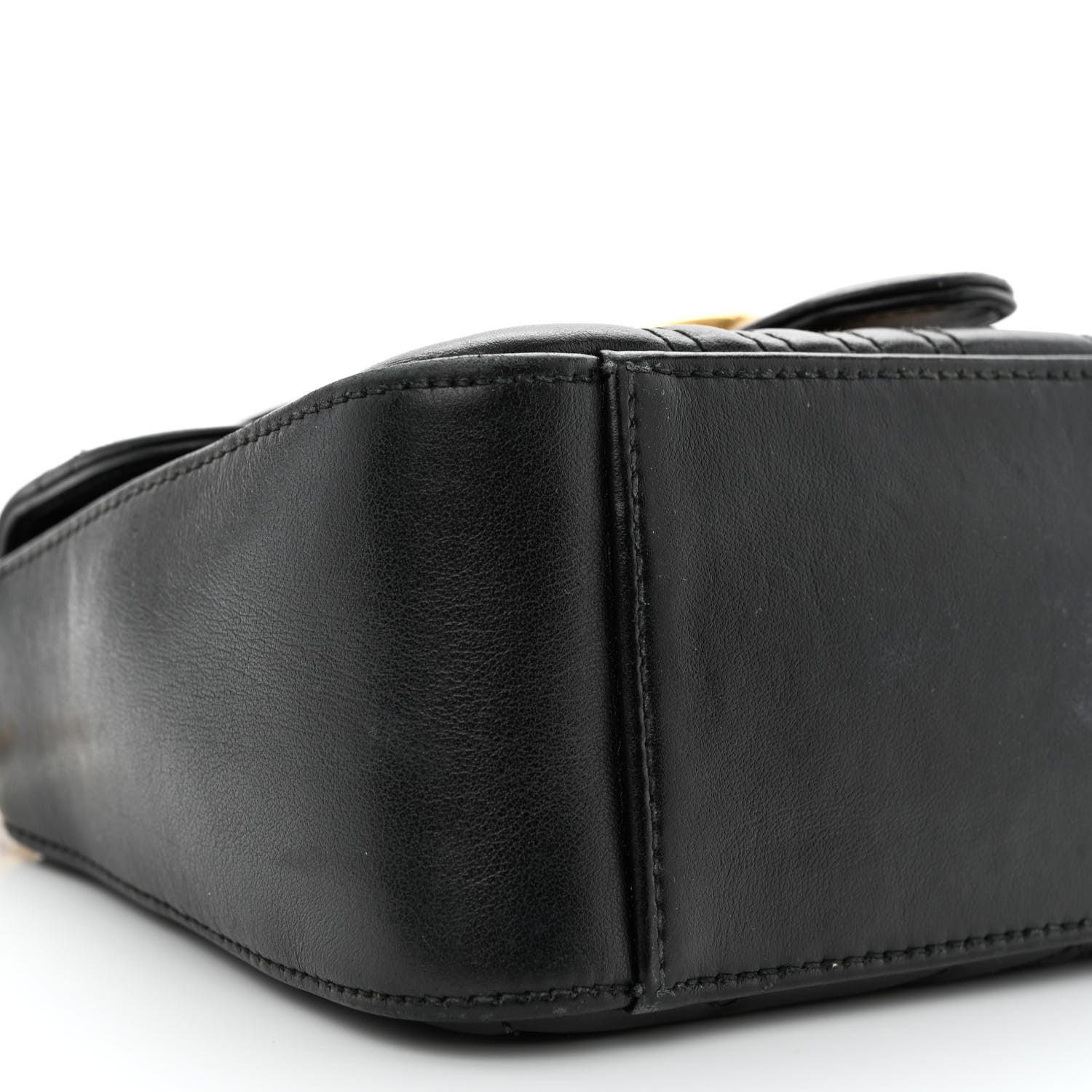 Gucci Calfskin Matelasse Mini GG Marmont Top Handle Shoulder Bag Black 9 of 17