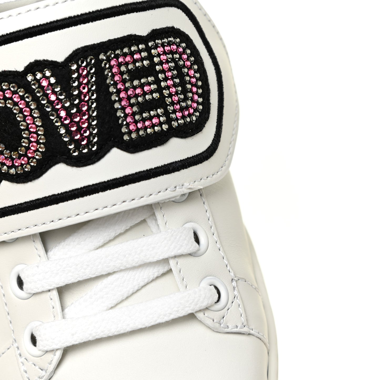 Calfskin Ayers Web Crystal LOVED Womens New Ace Sneakers 35 White