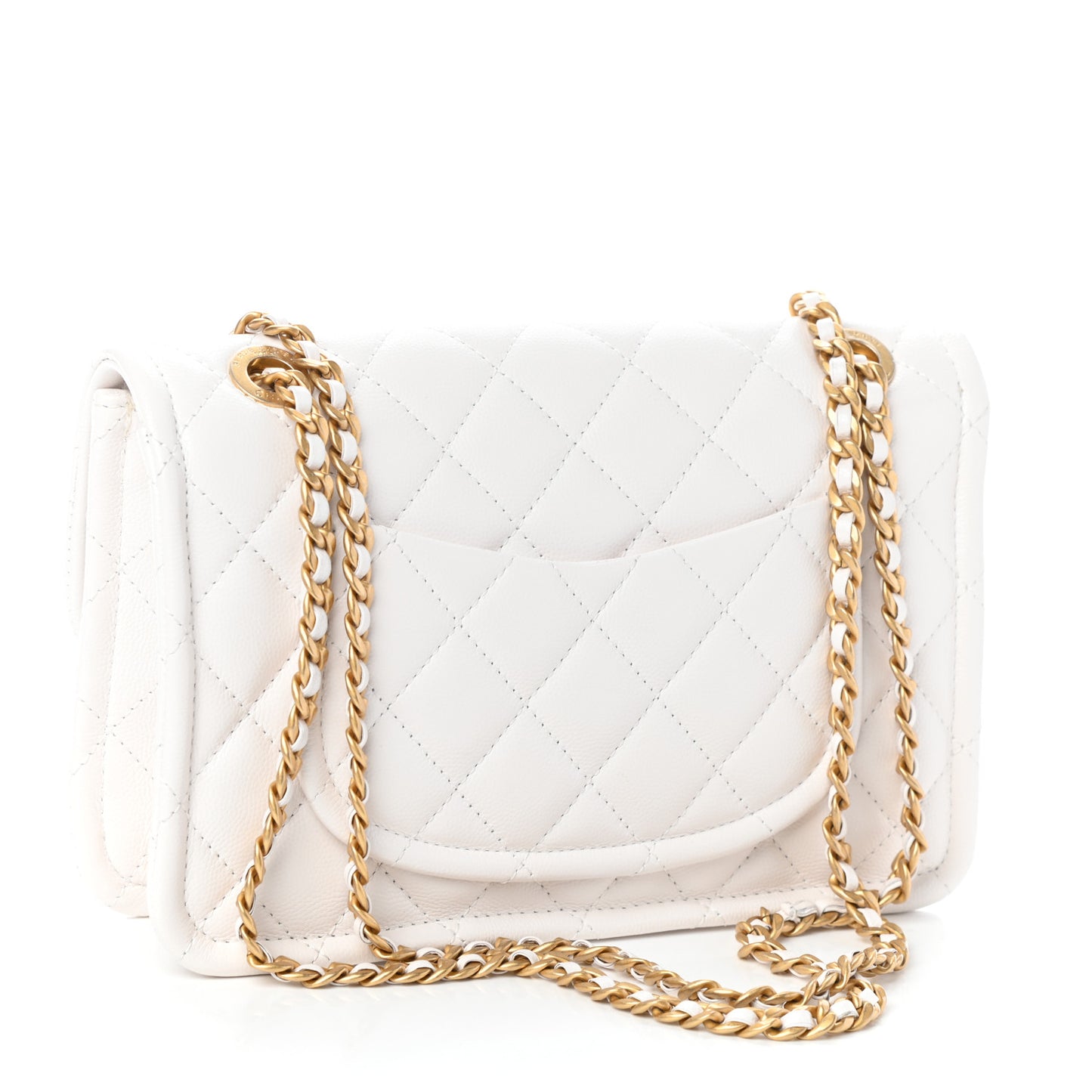 Caviar Quilted Medium Sweet Classic Flap White