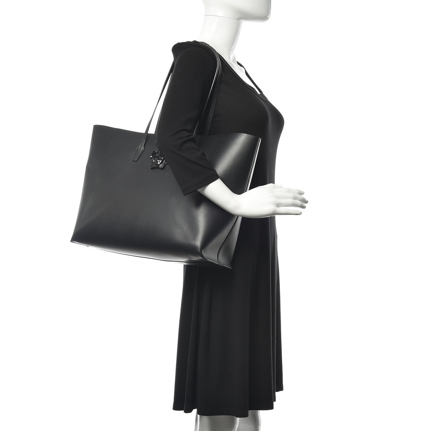 Versace Calfskin Palazzo Medusa Tote Black 2 of 11
