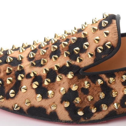 Christian Louboutin Leopard Print Pony Hair Rolling Spikes Luxor Loafers Flats 40 10 of 12