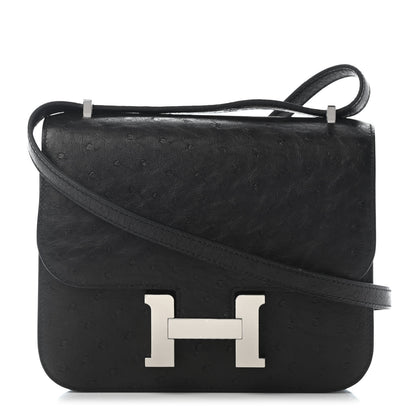 Hermes Ostrich Constance 18 Black 1 of 9