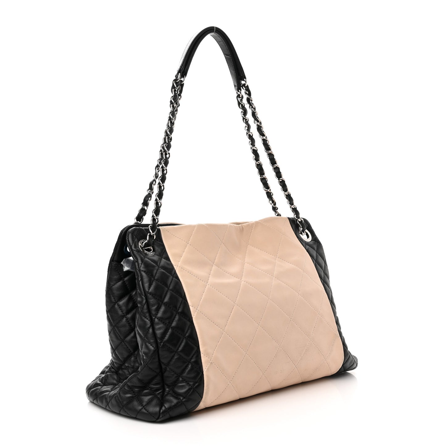 Lambskin Quilted CC Shopping Tote Black Rose Clair