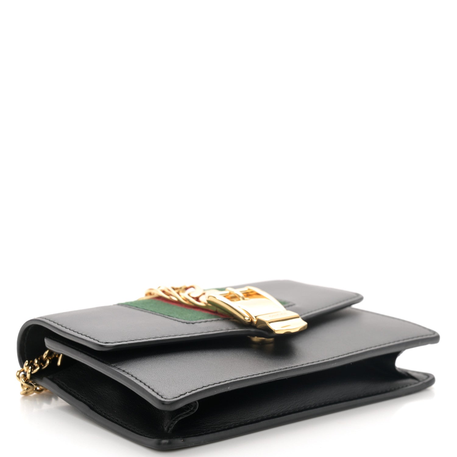 Gucci Calfskin Super Mini Sylvie Chain Shoulder Bag Black 4 of 10