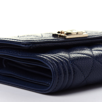 Chanel Caviar Quilted Compact Boy Wallet Blue 9 of 12