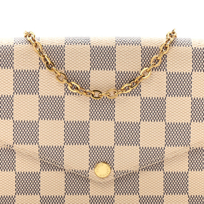 Louis Vuitton Damier Azur Pochette Felicie Chain Wallet Rose Ballerine 8 of 10