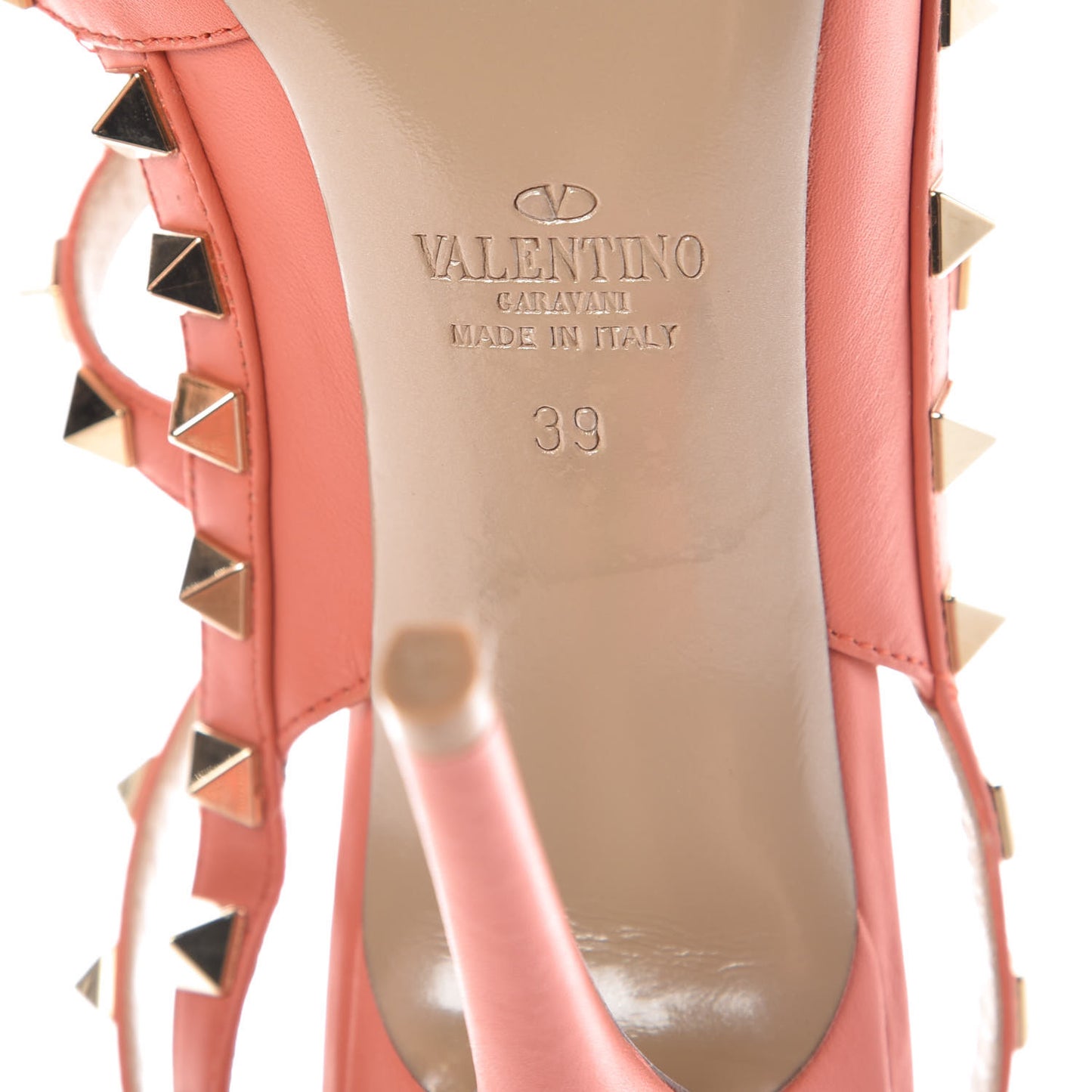 Nappa Rockstud Ankle Strap Pumps 39 Coral