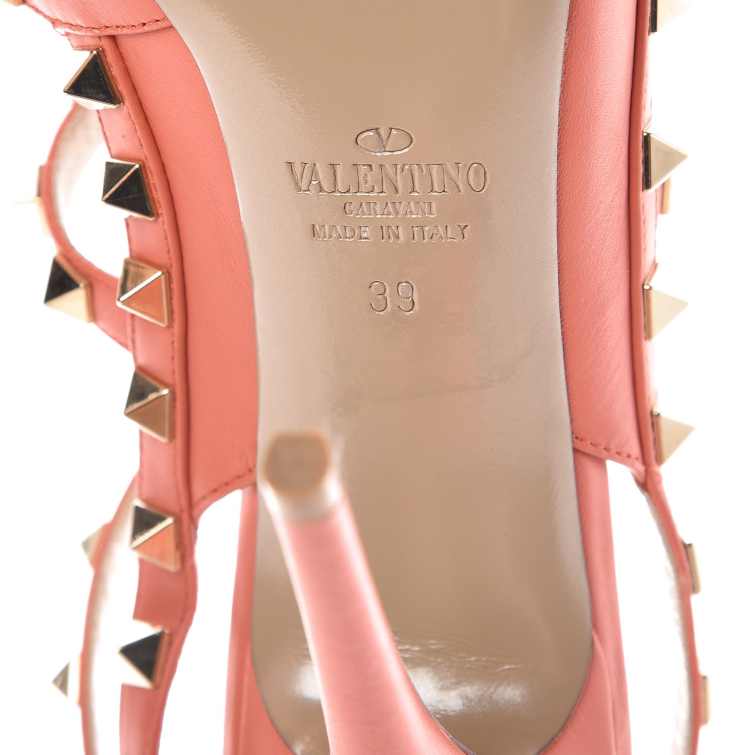 Valentino Garavani Nappa Rockstud Ankle Strap Pumps 39 Coral 6 of 10