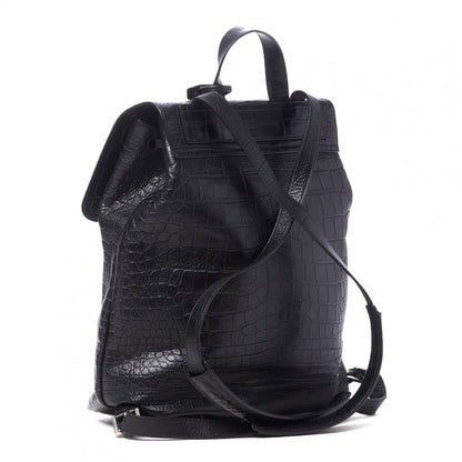 Saint Laurent Calfskin Crocodile Embossed Sac De Jour Backpack Black 3 of 10