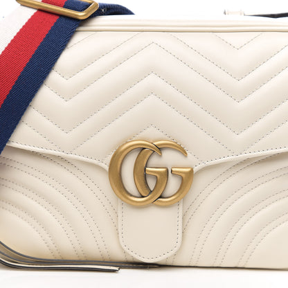 Gucci Calfskin Matelasse Sylvie Web Small GG Marmont Top Handle Shoulder Bag White 9 of 9