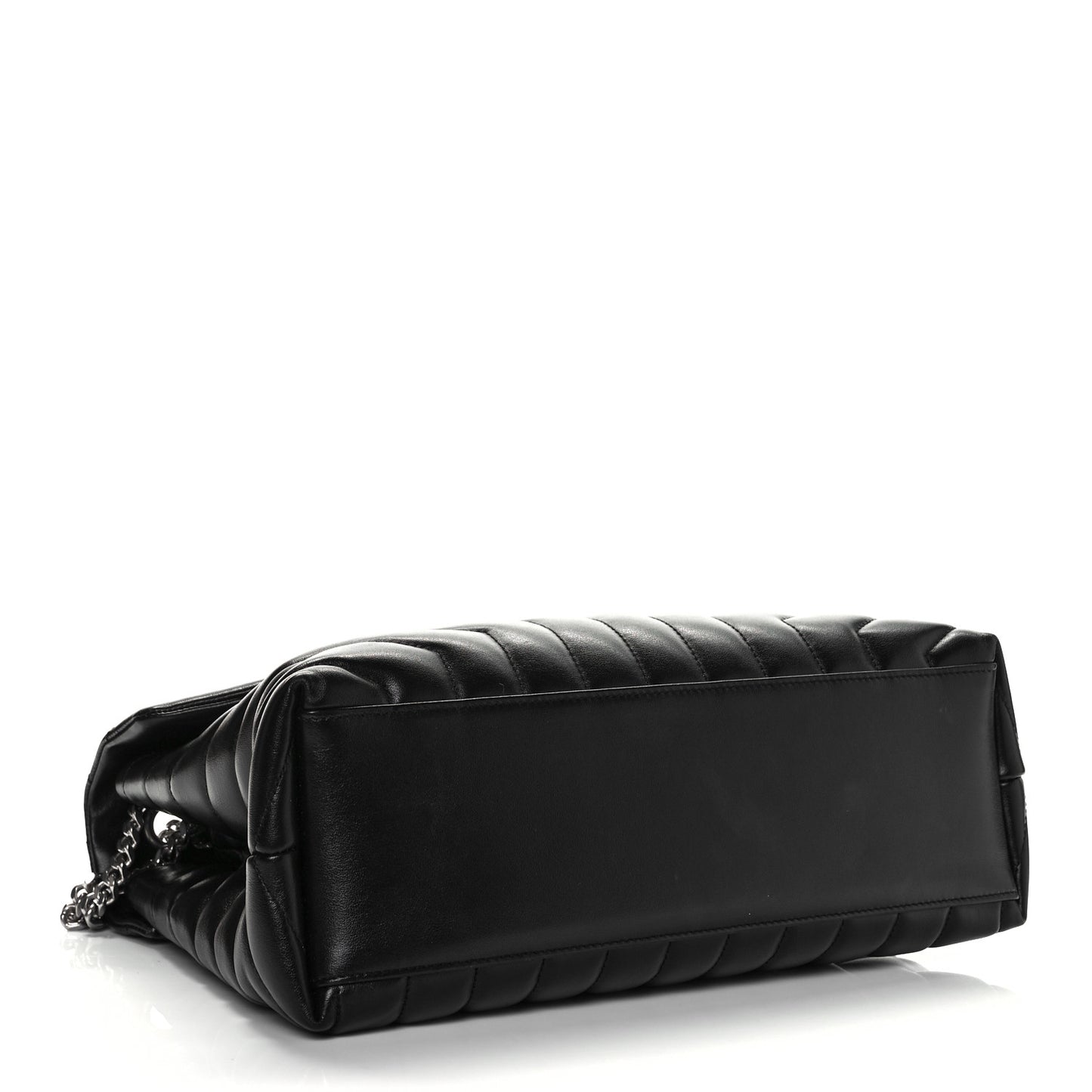 Calfskin Y Quilted Monogram Medium Loulou Chain Satchel Black