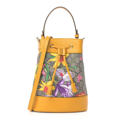 Gucci GG Supreme Monogram Flora Small Ophidia Bucket Bag Beige Multicolor Crop 1 of 9