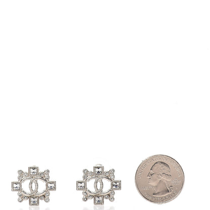Chanel Swarovski Crystal CC Earrings Silver 2 of 5
