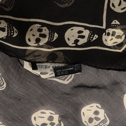 Alexander McQueen Silk Chiffon Skull Scarf Black Ivory 5 of 6