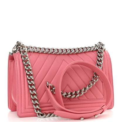 Chanel Calfskin Chevron Quilted Medium Boy Flap Pink 3 of 10