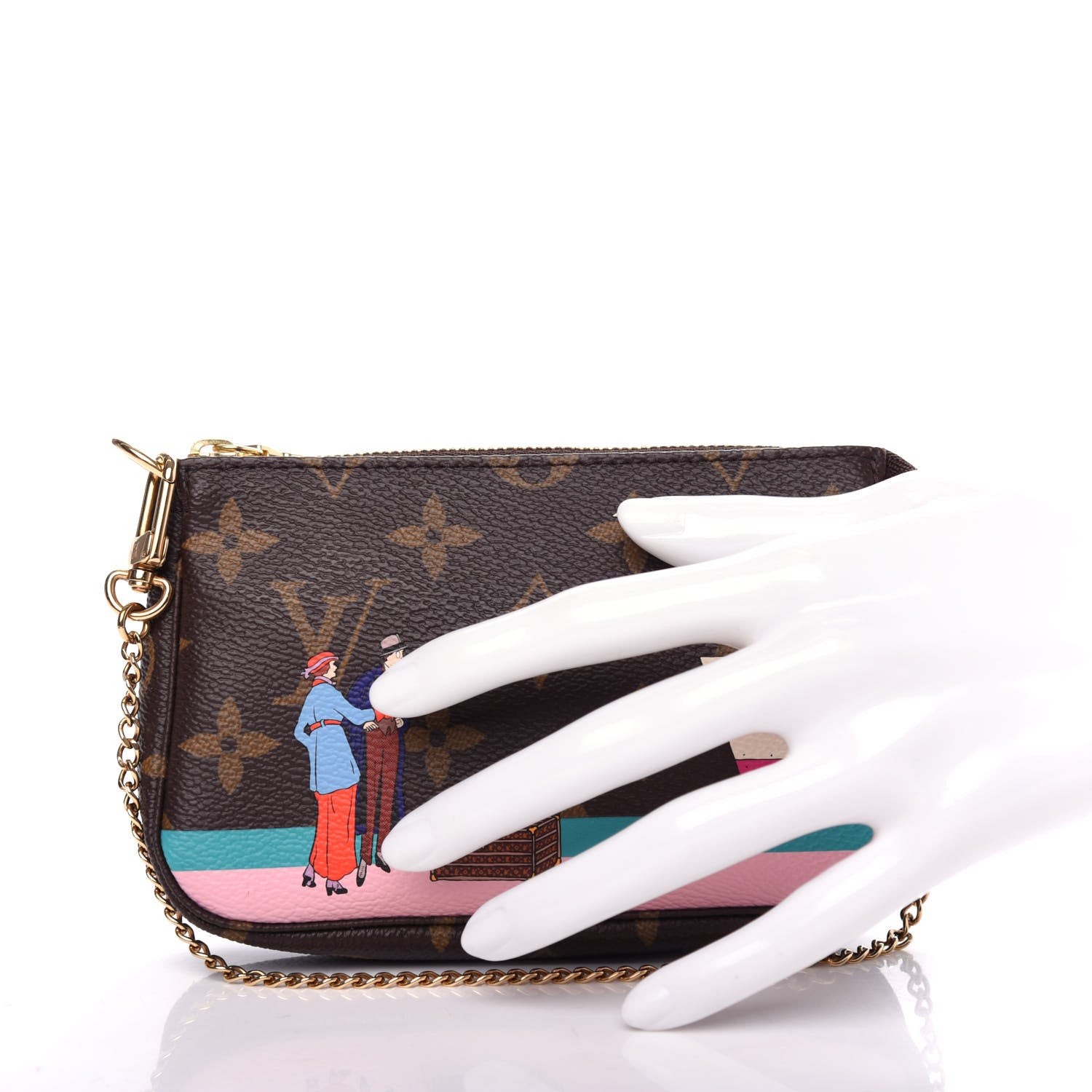Louis Vuitton Monogram 2016 Christmas Animation Mini Pochette Accessories Rose Ballerine 2 of 11