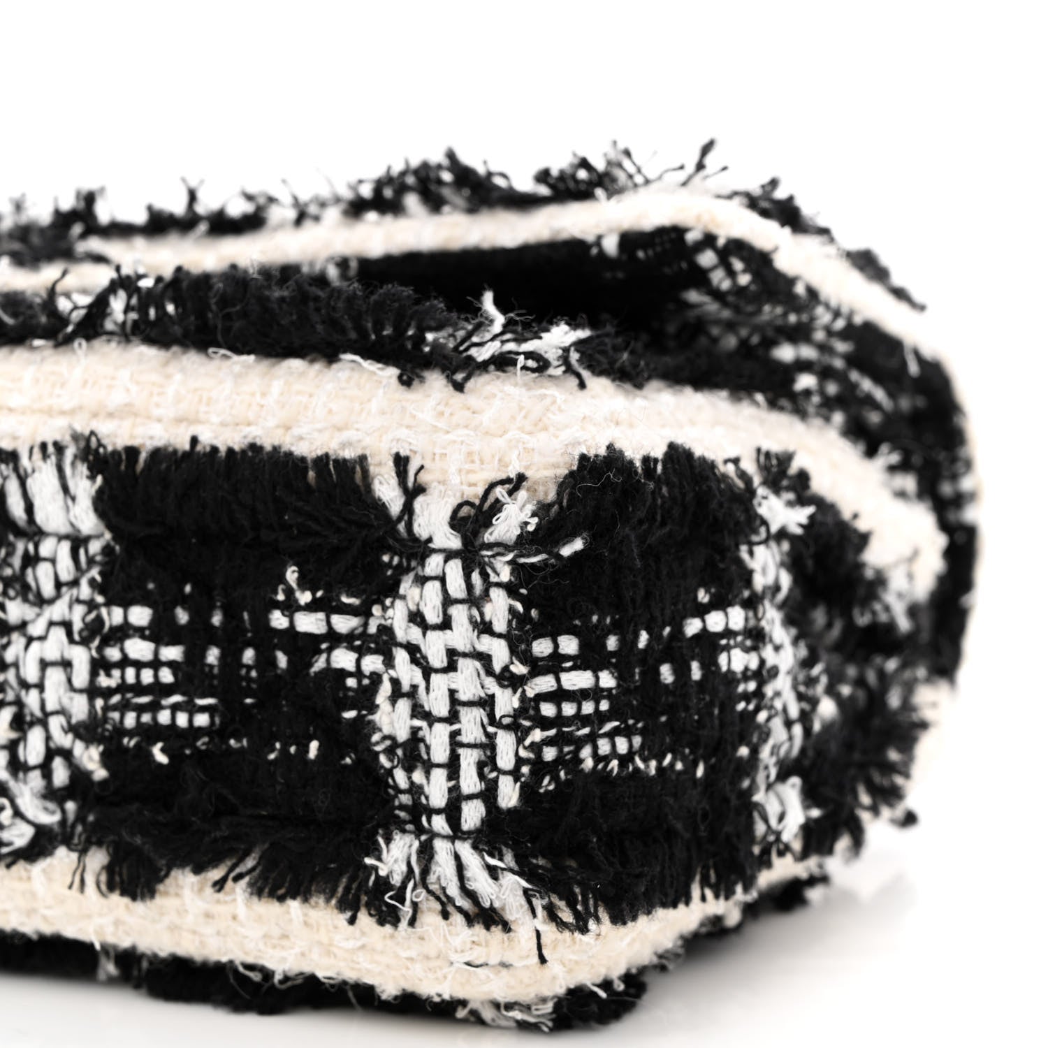 Chanel Tweed Quilted Tartan Medium Double Flap Black White 10 of 10