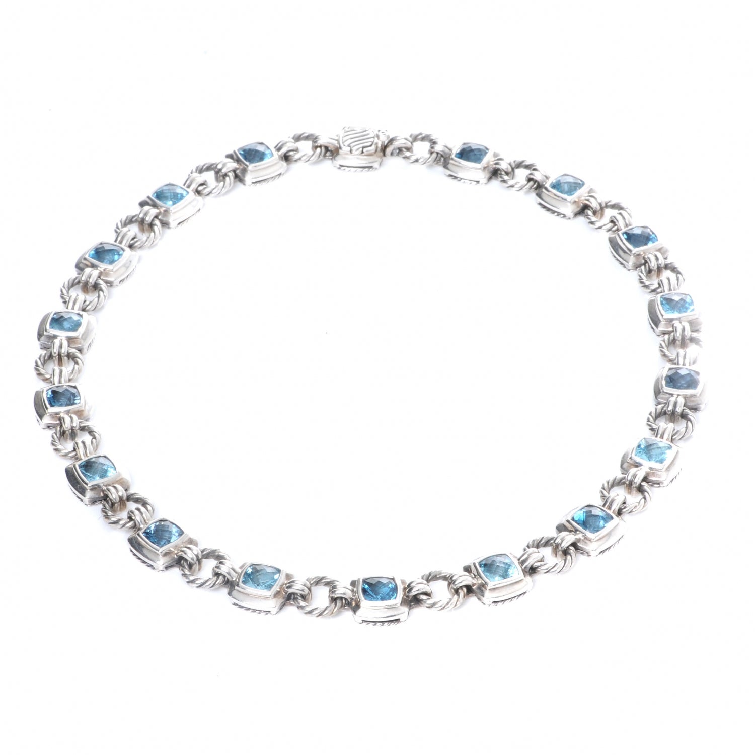 David Yurman Sterling Silver Blue Topaz Renaissance Necklace 1 of 5