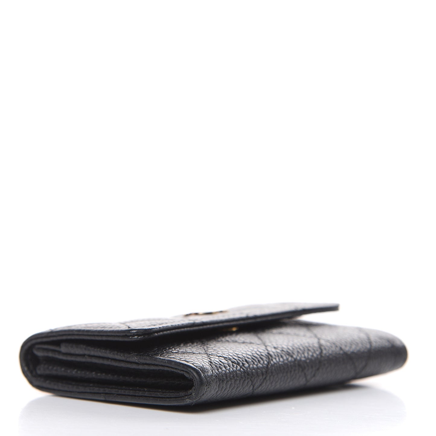 Caviar Quilted Flap Card Holder Black