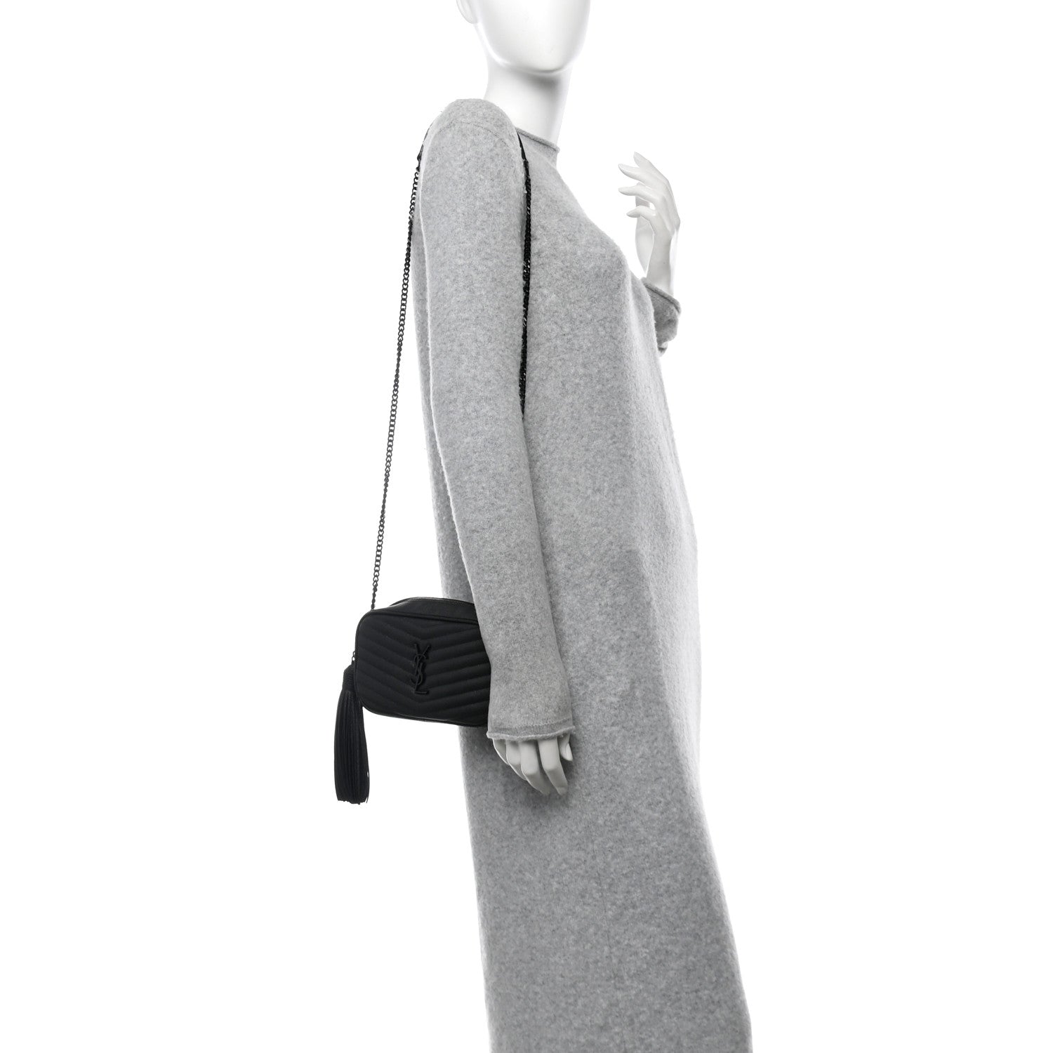 Saint Laurent Grain De Poudre Matelasse Monochrome Monogram Mini Lou Camera Bag Black 2 of 10