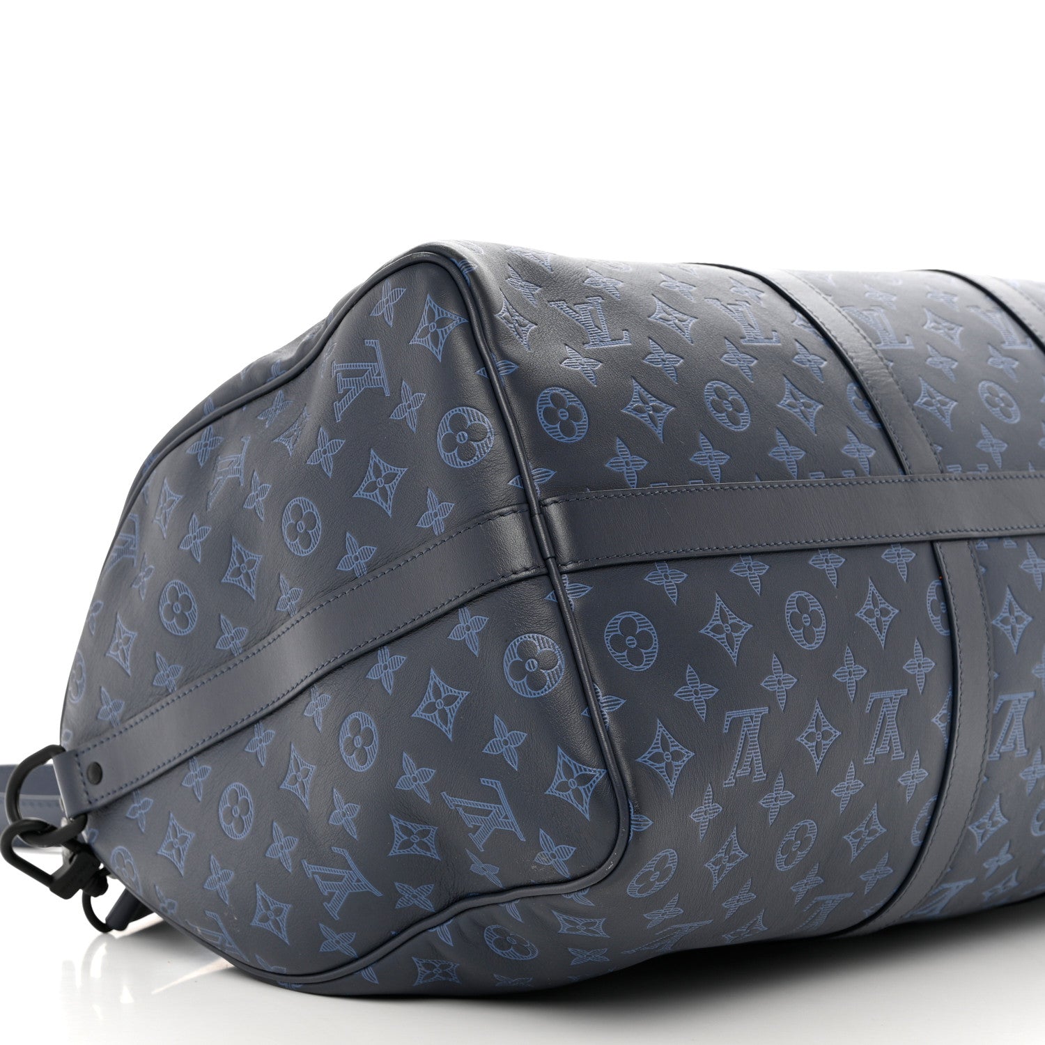 Louis Vuitton Calfskin Monogram Shadow Keepall Bandouliere 50 Navy 8 of 11