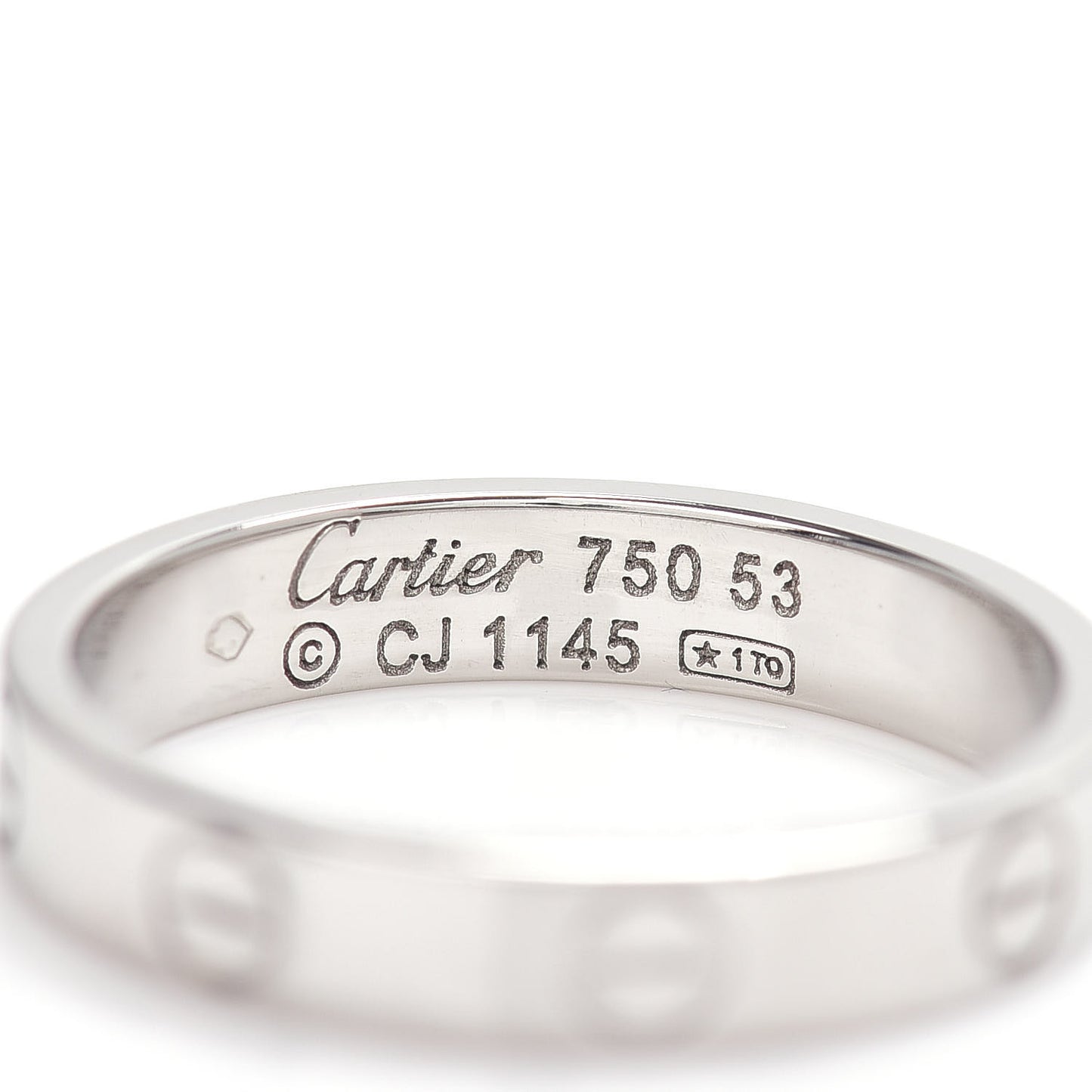 18K White Gold 3.5mm LOVE Wedding Band Ring 53 6.25