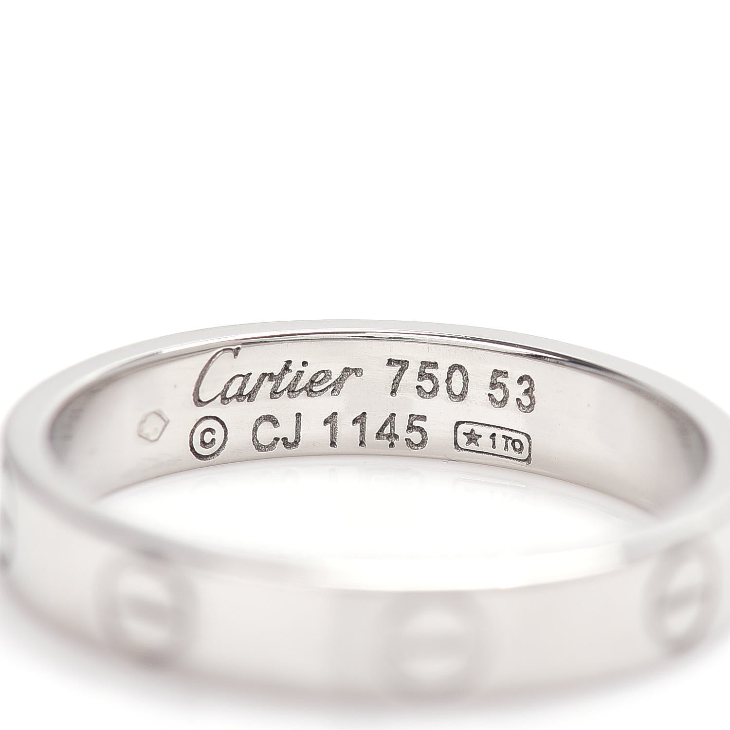 Cartier 18K White Gold 3.5mm LOVE Wedding Band Ring 53 6.25 4 of 4