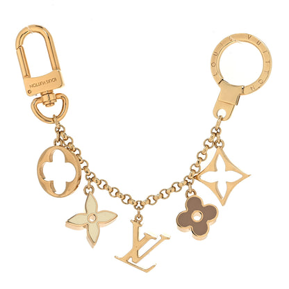 Louis Vuitton Brass Enamel Fleur De Monogram Bag Charm Chain Gold 1 of 4