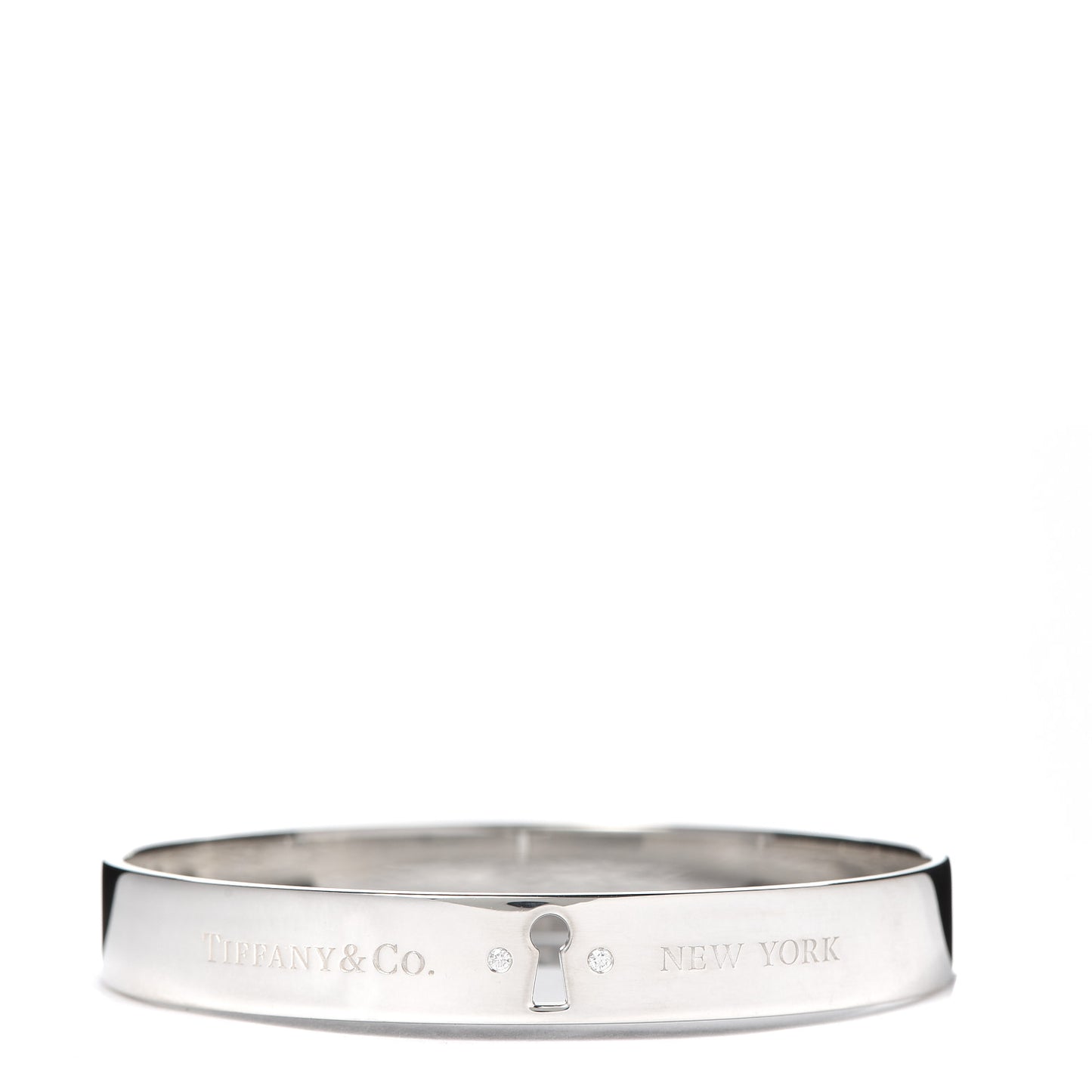 Sterling Silver Diamond Narrow Locks Bangle Bracelet