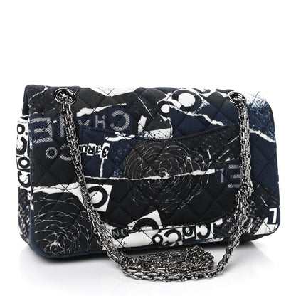 Chanel Jersey Quilted Graffiti Reissue 225 Flap Navy Blue 2 of 4