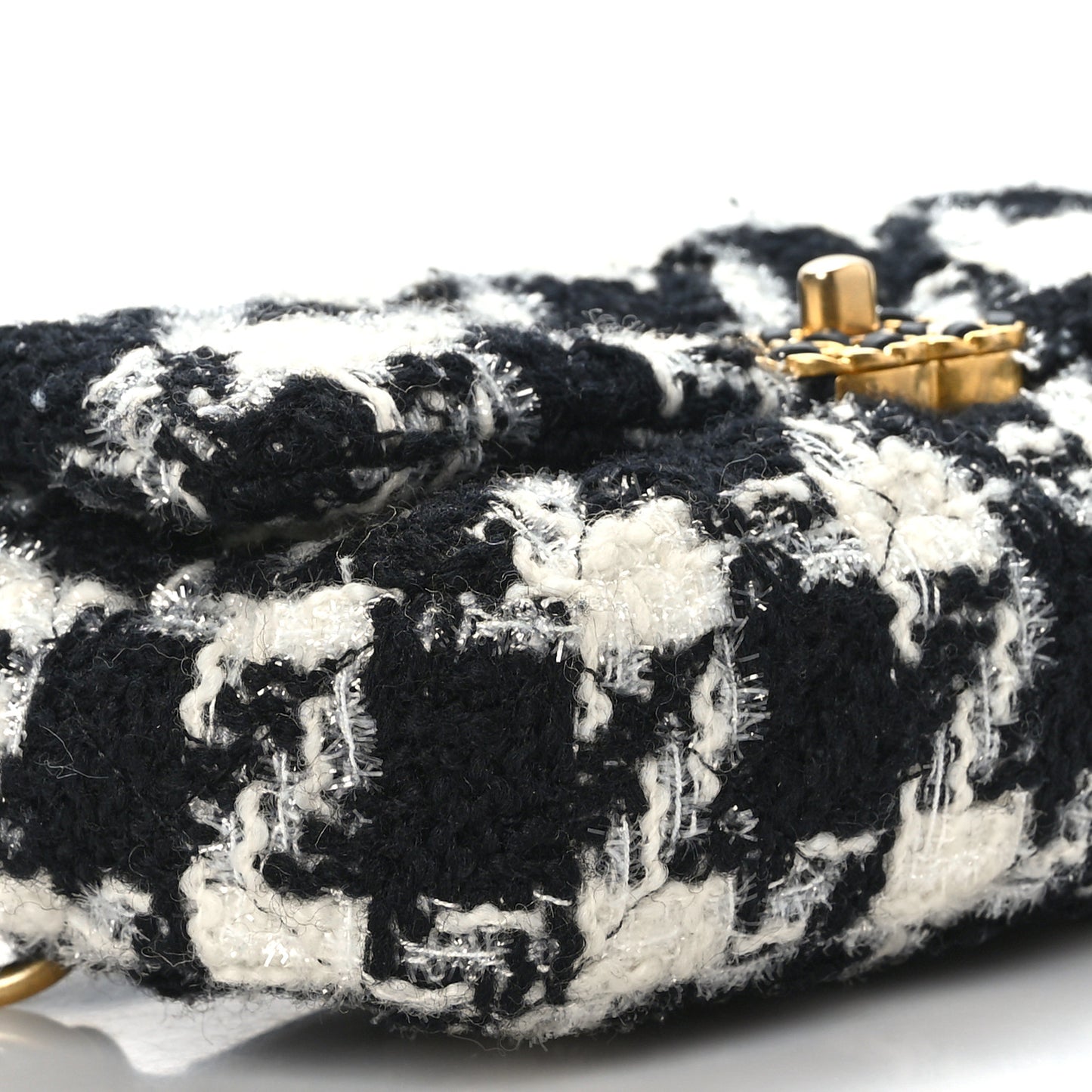 Tweed Quilted Chanel 19 Waist Bag Black Ecru White