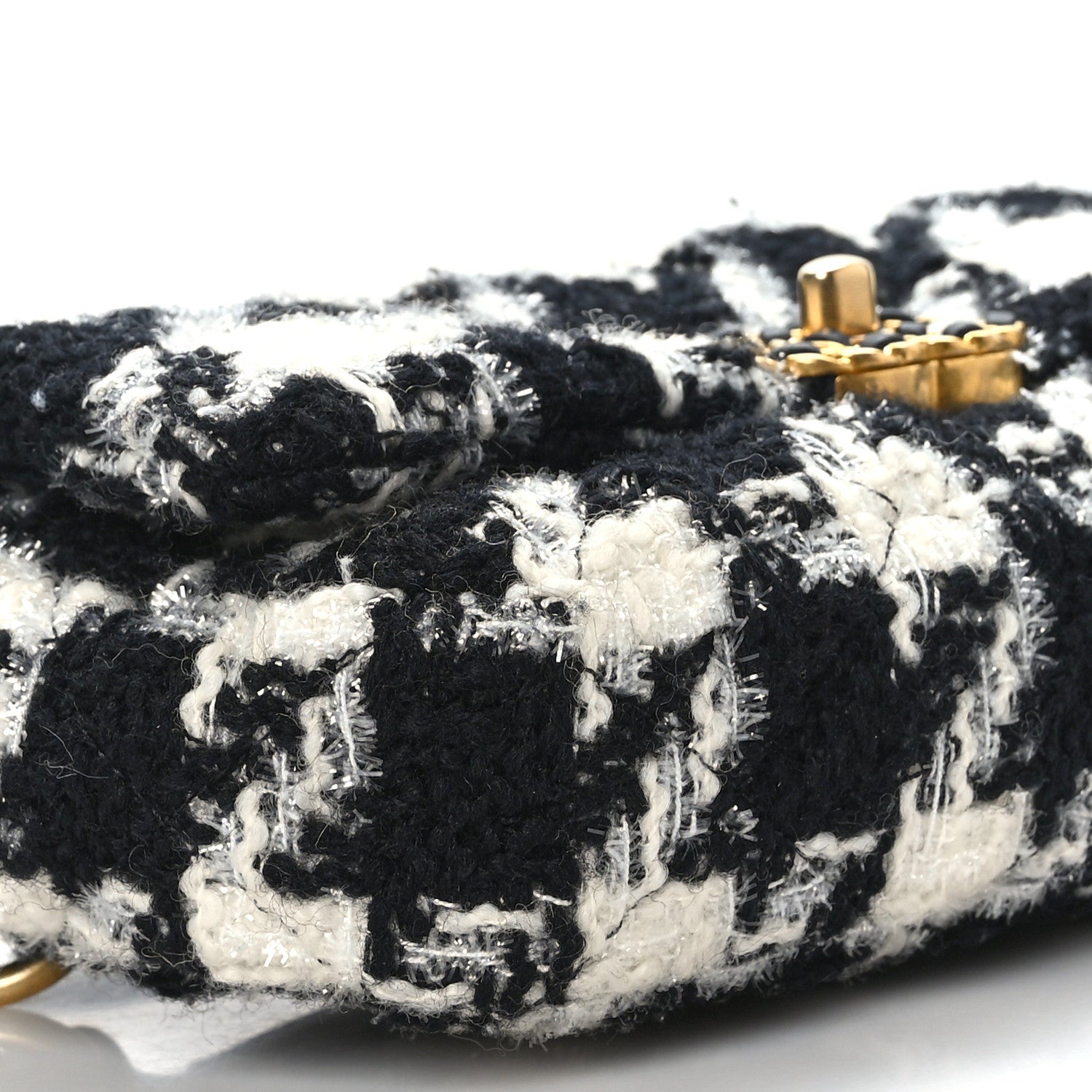 Chanel Tweed Quilted Chanel 19 Waist Bag Black Ecru White 8 of 9