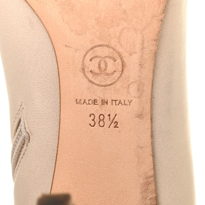 Chanel Lambskin Cap Toe CC Ankle Boots 38.5 Beige Black 7 of 12