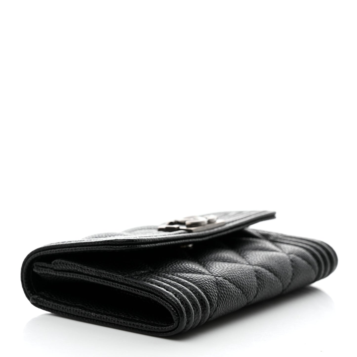 Caviar Quilted Boy Flap Card Holder Black