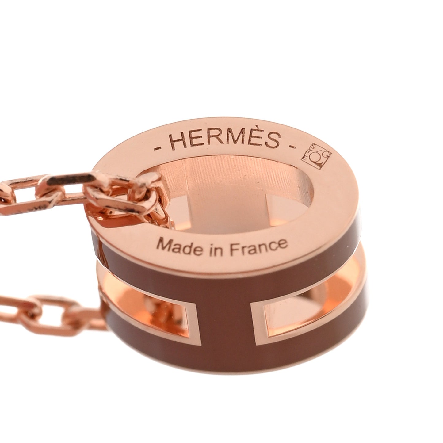 Lacquered Rose Gold Mini Pop H Pendant Necklace New Gold