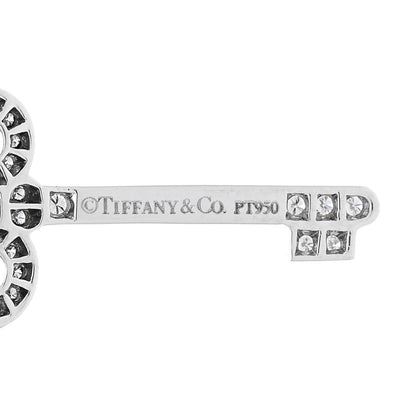 Tiffany Platinum Diamond .12ct Fleur De Lis Key Pendant 4 of 5