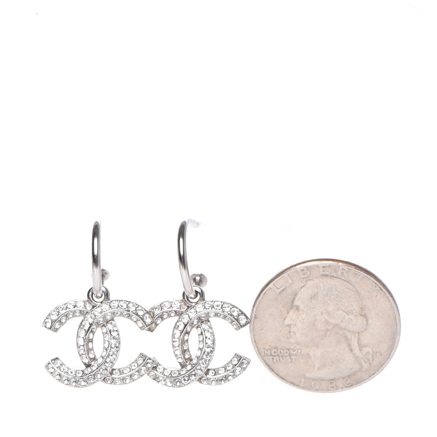 Crystal CC Dangle Earrings Silver