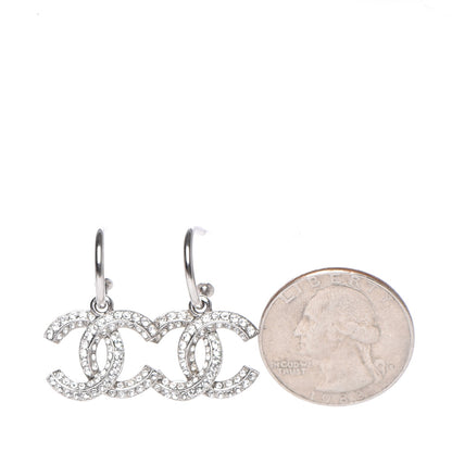 Chanel Crystal CC Dangle Earrings Silver 2 of 4
