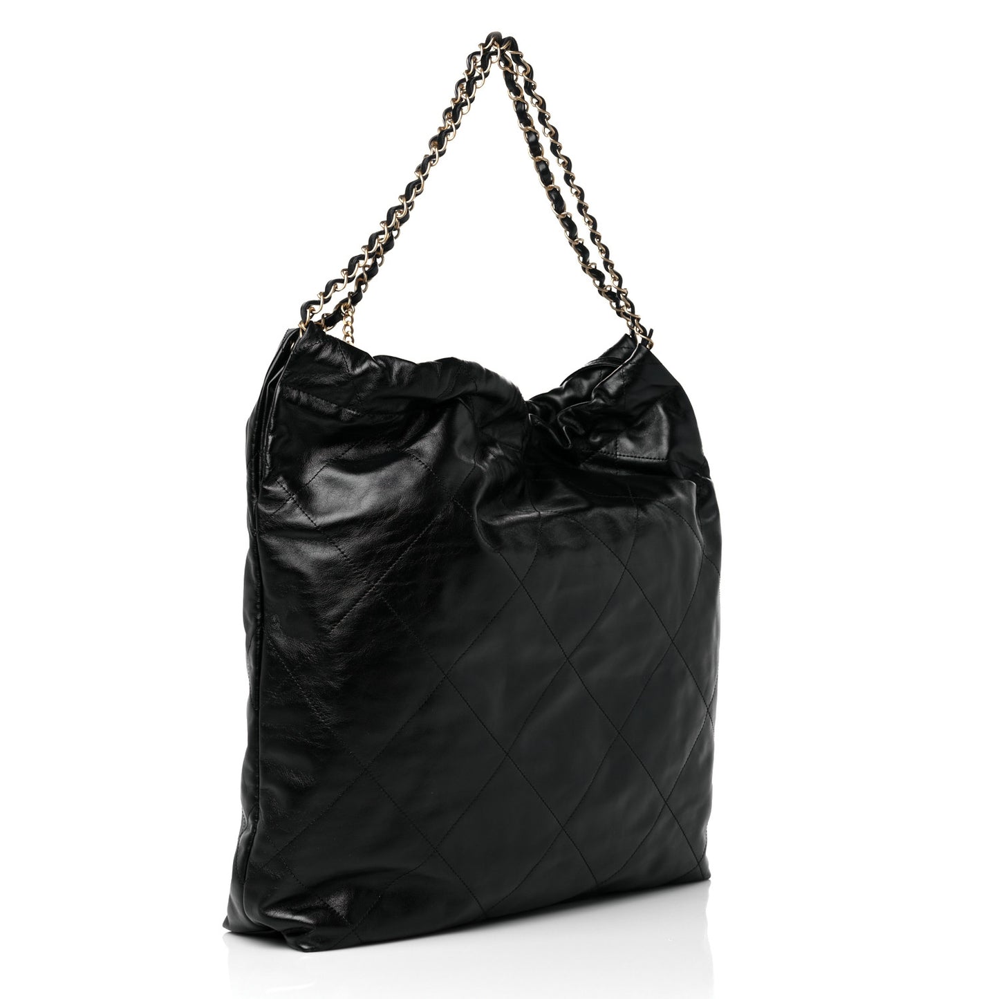 Shiny Calfskin Quilted Large Chanel 22 Black